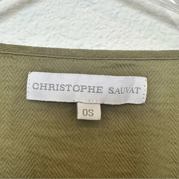 Christophe Sauvat Annie Embroidered Green Poncho With Fringe OS - Picture 5 of 7